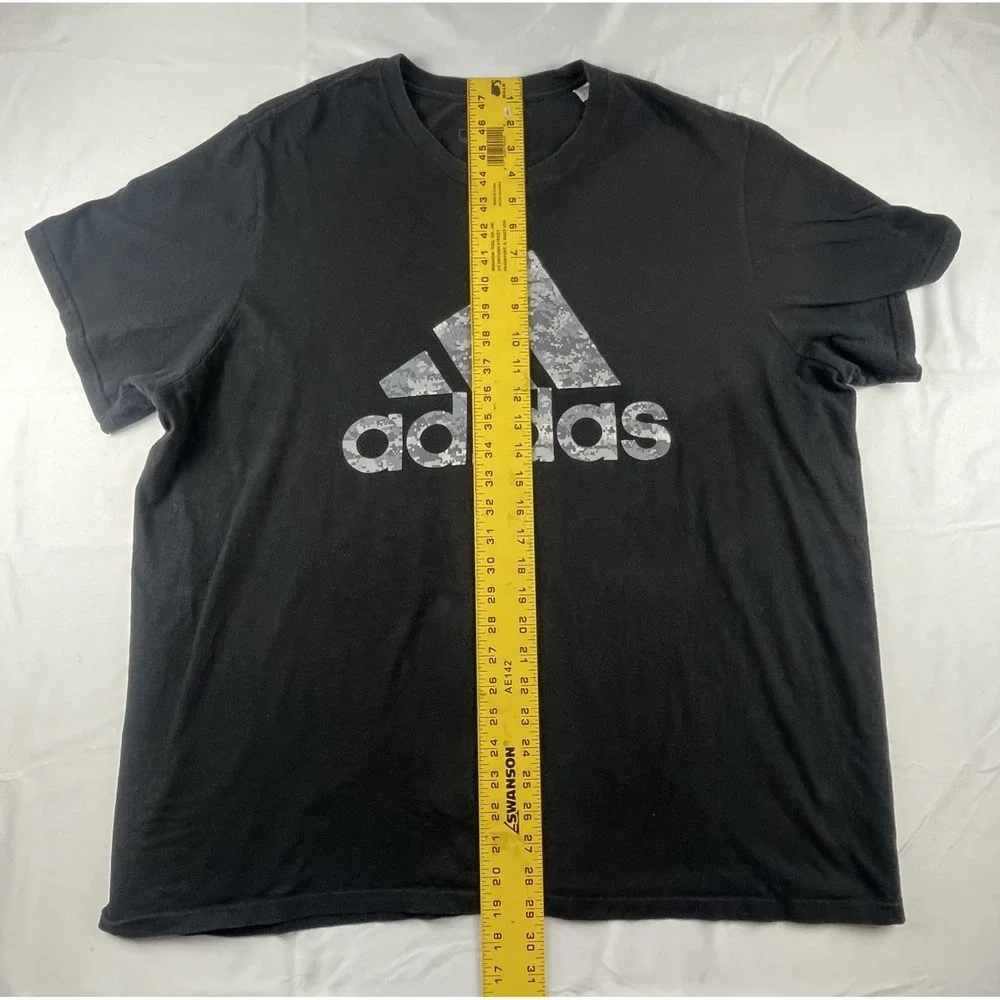 ADIDAS‎ T SHIRT MENS 2XL BLACK CAMO LOGO TEE SHORT SLEEVE ATHLETIC CASUAL